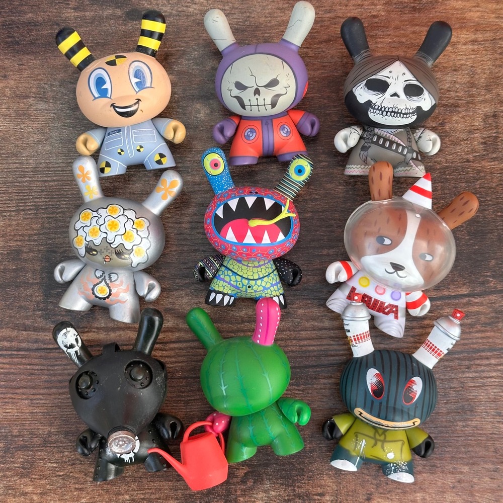 Kidrobot Dunny 3 Inch Designer Vinyl Art Toy Lot of 9 Mixed Series Figures